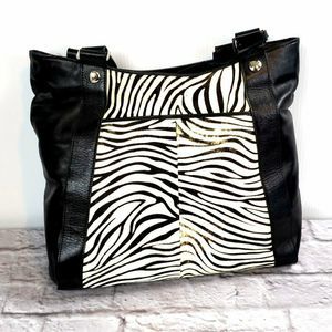 Aqua Madonna women's Calf Leather Tote Zebra Print